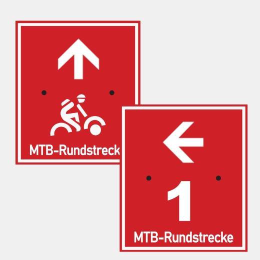 Wegweiser Mountainbikestrecke in der Rhön